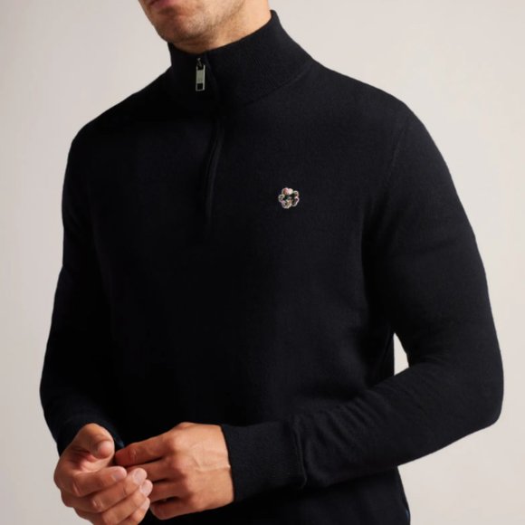 Ted Baker London Other - Ted Baker Tooting Merino Wool Half Zip Sweater in Navy Sz M NWT